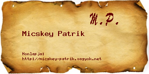 Micskey Patrik névjegykártya